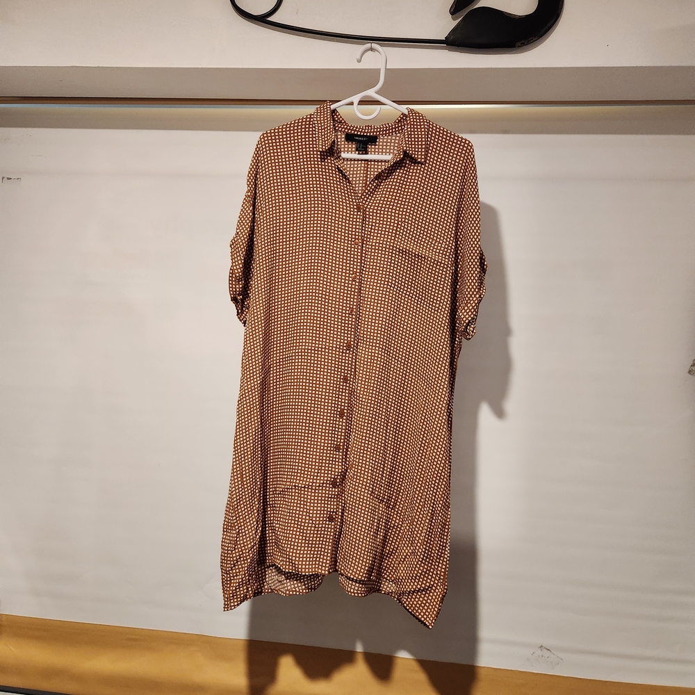 Forever 21 Brown Checkered Midi Dress